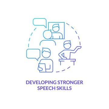 Developing stronger speech skills blue gradient concept icon Stock Illustration