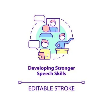 Developing stronger speech skills concept icon Stock Illustration