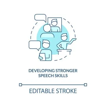 Developing stronger speech skills turquoise concept icon Stock Illustration