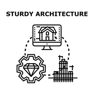 Developing sturdy architecture concept with construction planning Stock Illustration