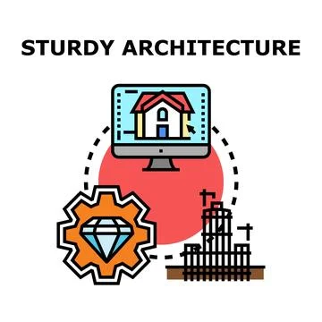 Developing sturdy architecture concept with construction planning Ilustración de archivo