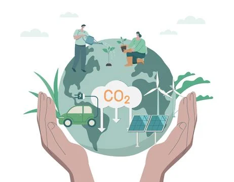 Developing sustainable CO2 concepts and low reduce CO2, using clean energy,.. イラスト素材