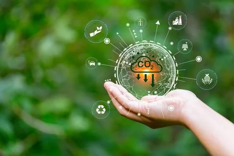 Developing sustainable CO2 concepts and low reduce CO2 emissions and carbon.. Stock Photos