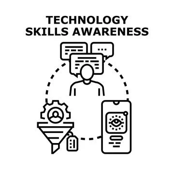 Developing technology skills and raising digital awareness concept Stock Illustration