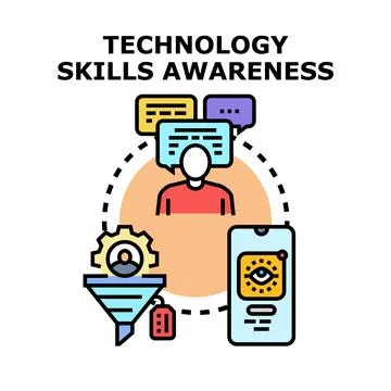 Developing technology skills and raising digital awareness concept Stock Illustration