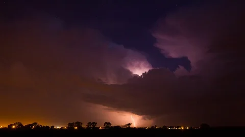 Developing thunderstorm lighting timelapse Video stock 89716793