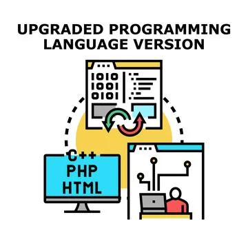 Developing upgraded programming language version concept Stock Illustration