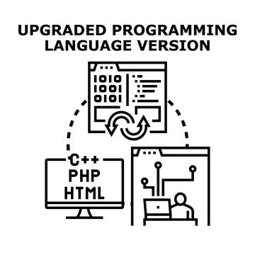 Developing upgraded programming language version concept Stock Illustration