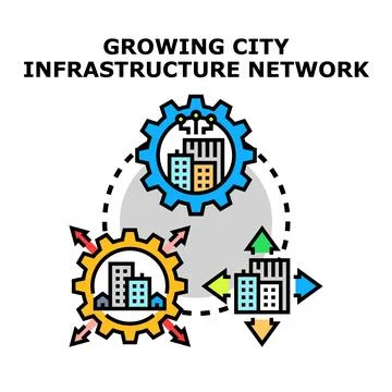Developing urban infrastructure network linking communities Stock Illustration