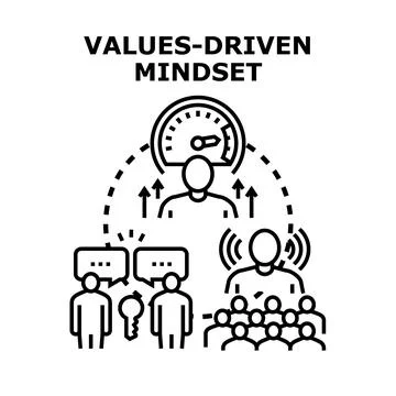 Developing values driven mindset for business leadership and teamwork Illustrazione stock