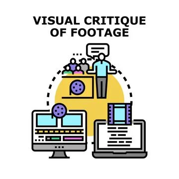 Developing visual content critique skills and analyzing footage Stock Illustration