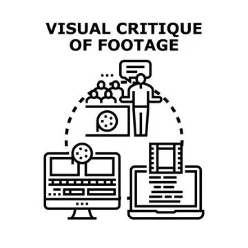 Developing visual content critique skills and analyzing footage Illustrazione stock