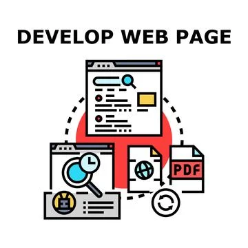 Developing web pages and online content concept Stock Illustration