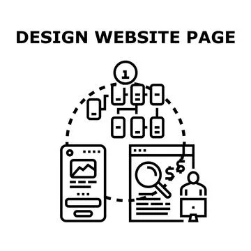 Developing website page ui ux responsive content architecture Stockillustratie