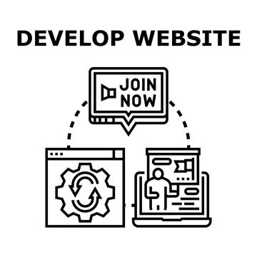Developing website promoting online presence marketing strategy 스톡 일러스트