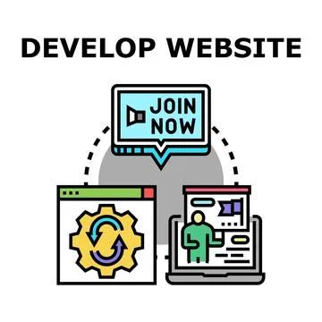 Developing website promoting online presence marketing strategy Stock Illustration