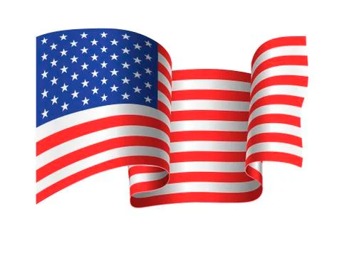 Developing in the wind the american flag Stock Illustration