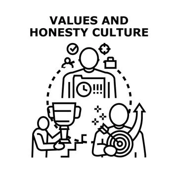 Developing workplace values and honesty culture concept Illustrazione stock