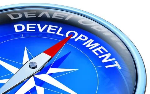 Development 3D rendering of a compass with a development icon Copyright: x... Stock Photos