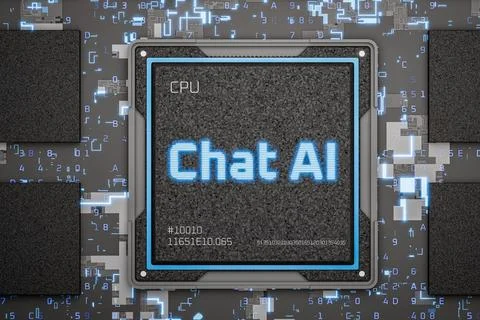 Development of AI chatbots. Chat AI. Evolution of chat support. Microchip with Stock Illustration