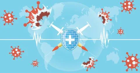 Development and creation of a COVID-19 vaccine. Stock Illustration
