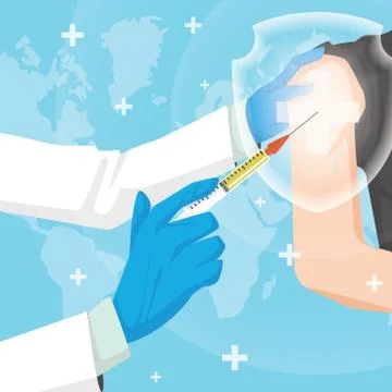 Development and creation of a COVID-19 vaccine. Stock Illustration