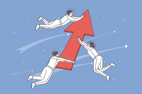 Development and exploring space concept. Vector illustration. Development ... Foto stock