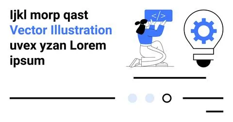 Development and Innovation Concept with Coding and Gear in Lightbulb Design 스톡 일러스트