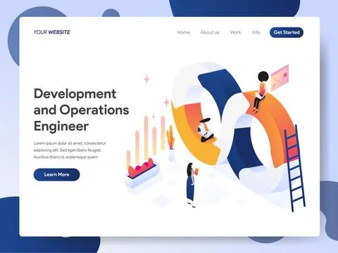 Development and Operations Engineer banner of landing page Illustrazione stock