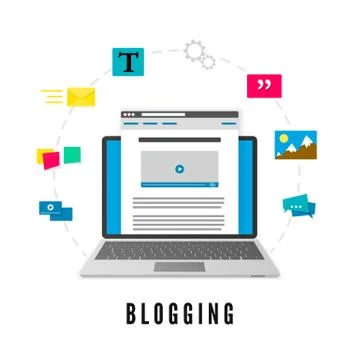 Development and publication blog post. Website development. Blogging concept. Stock Illustration