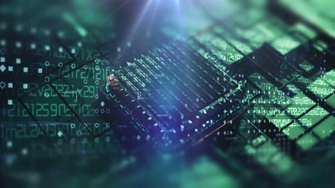 Development and research virtual artificial intelligence computing video Stock Footage 135149912