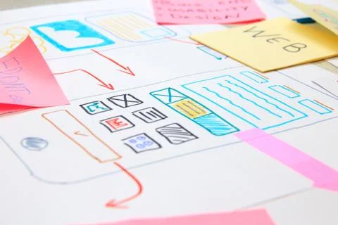 Development application for modern smartphone. Ux Ui design app. Stock Photos