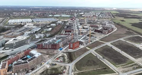 Development area Kronsrode construction of multi family homes. on the outskirts Stock Footage 264058927