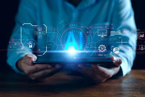 Development of artificial intelligence, AI. business people experience brai.. Stock Photos