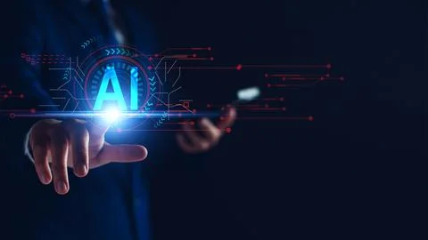 Development of artificial intelligence, AI. business people experience brai.. Foto stock