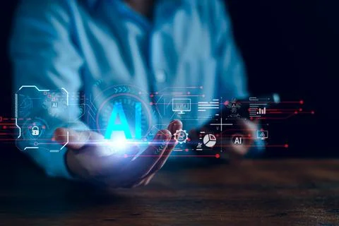 Development of artificial intelligence, AI. business people experience brai.. Stock Photos