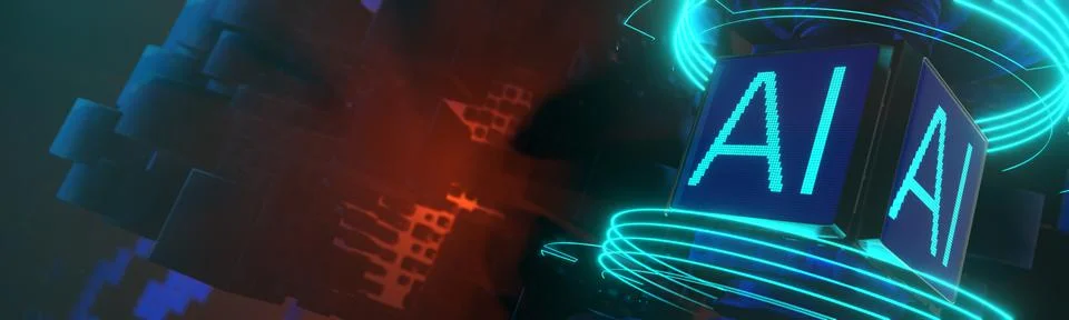 The development of artificial intelligence. deep machine learning. AI artific Illustrazione stock