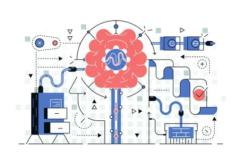 Development of artificial intelligence Stock Illustration