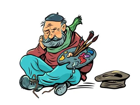 The development of artificial intelligence. Unemployment among artists. An Stock Illustration