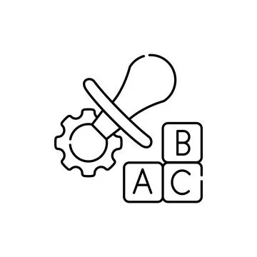 Development babies from cradle olor line icon. Children learning. Stock Illustration