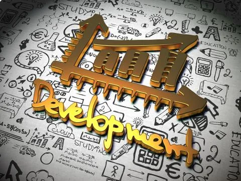 Development Background with Handwritten Characters. Stock Illustration
