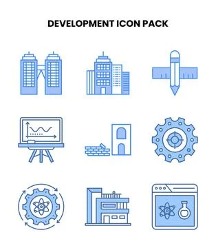 Development Blue UI Icons Pack Stockillustratie