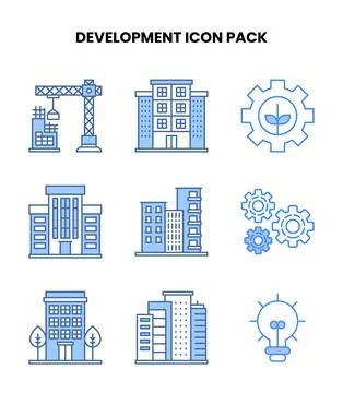 Development Blue Vector Icons Pack Ilustração Stock