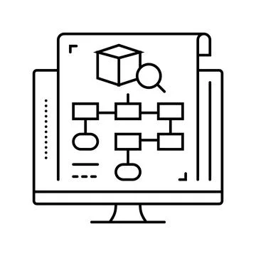 Development blueprint research line icon vector illustration Stock Illustration