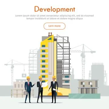Development. Building Process. Three Businessmen Stock Illustration