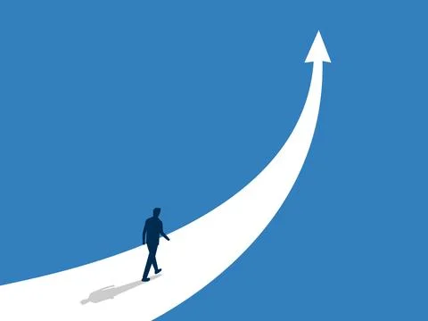 Development, Businessman walking on the path to achieve higher goals Stockillustratie