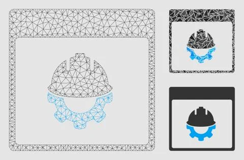 Development Calendar Page Vector Mesh Wire Frame Model and Triangle Mosaic Icon Stock-Illustration
