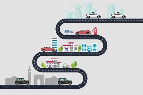 Development of car roadmap. Stock Illustration
