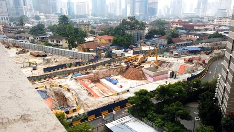 Development in the city center of Kuala Lumpur is a (Kampung Baru) area. Stock Footage 119242544