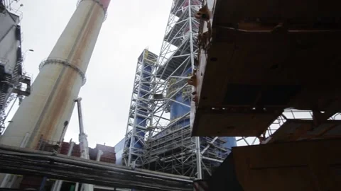 Development of the coal-fired power station Stock Footage 137240764
